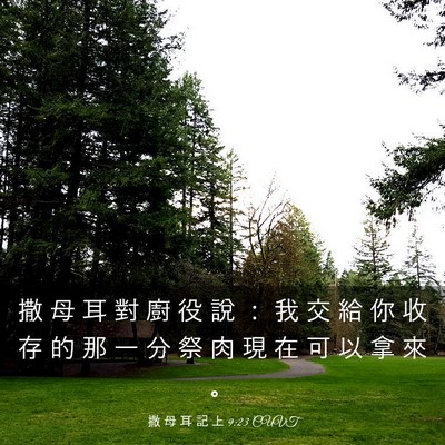 Picture 03 - 撒 母 耳 記 上 9:23 CUVT - 撒 母 耳 對 廚 役 說 ： 我 交 給 你 - Bible Verse Picture