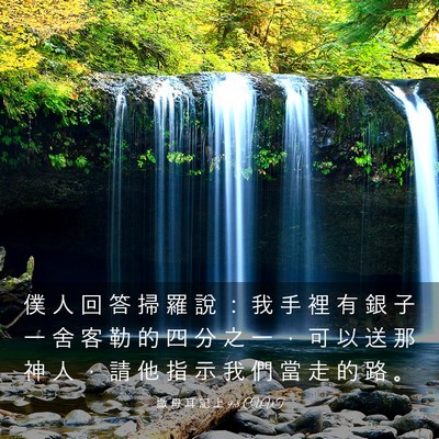 Picture 03 - 撒 母 耳 記 上 9:8 CUVT - 僕 人 回 答 掃 羅 說 ： 我 手 裡 有 - Bible Verse Picture