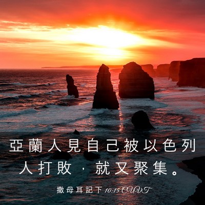 Picture 03 - 撒 母 耳 記 下 10:15 CUVT - 亞 蘭 人 見 自 己 被 以 色 列 人 打 - Bible Verse Picture