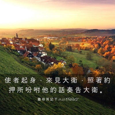 Picture 03 - 撒 母 耳 記 下 11:22 CUVT - 使 者 起 身 ， 來 見 大 衛 ， 照 著 - Bible Verse Picture