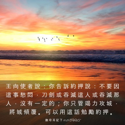 Picture 03 - 撒 母 耳 記 下 11:25 CUVT - 王 向 使 者 說 ： 你 告 訴 約 押 說 - Bible Verse Picture