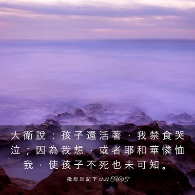 Picture 03 - 撒 母 耳 記 下 12:22 CUVT - 大 衛 說 ： 孩 子 還 活 著 ， 我 禁 - Bible Verse Picture