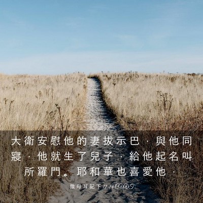 Picture 03 - 撒 母 耳 記 下 12:24 CUVT - 大 衛 安 慰 他 的 妻 拔 示 巴 ， 與 - Bible Verse Picture