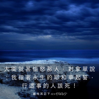 Picture 03 - 撒 母 耳 記 下 12:5 CUVT - 大 衛 就 甚 惱 怒 那 人 ， 對 拿 單 - Bible Verse Picture
