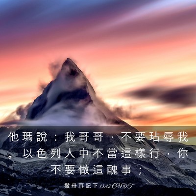 Picture 03 - 撒 母 耳 記 下 13:12 CUVT - 他 瑪 說 ： 我 哥 哥 ， 不 要 玷 辱 - Bible Verse Picture