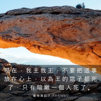 Picture 03 - 撒 母 耳 記 下 13:33 CUVT - 現 在 ， 我 主 我 王 ， 不 要 把 這 - Bible Verse Picture