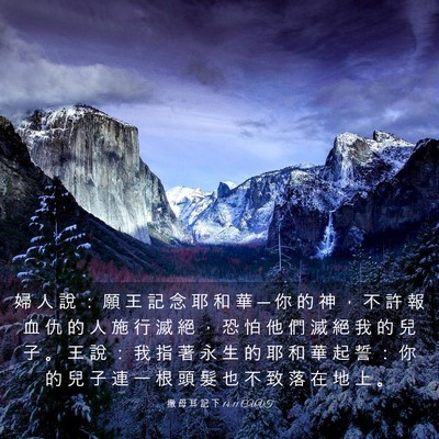 Picture 03 - 撒 母 耳 記 下 14:11 CUVT - 婦 人 說 ： 願 王 記 念 耶 和 華 ─ - Bible Verse Picture