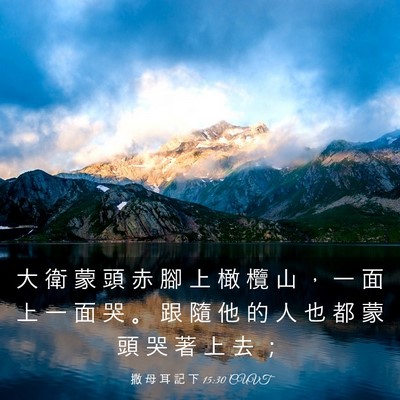 Picture 03 - 撒 母 耳 記 下 15:30 CUVT - 大 衛 蒙 頭 赤 腳 上 橄 欖 山 ， 一 - Bible Verse Picture