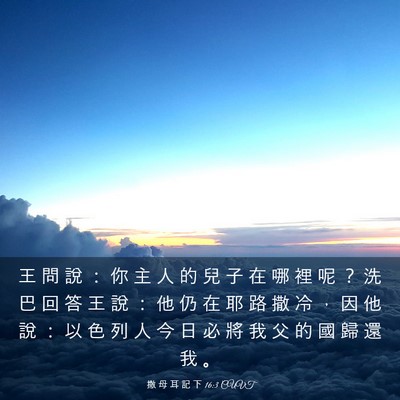 Picture 03 - 撒 母 耳 記 下 16:3 CUVT - 王 問 說 ： 你 主 人 的 兒 子 在 哪 - Bible Verse Picture