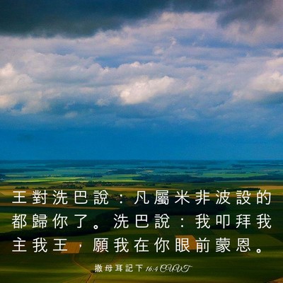 Picture 03 - 撒 母 耳 記 下 16:4 CUVT - 王 對 洗 巴 說 ： 凡 屬 米 非 波 設 - Bible Verse Picture