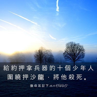 Picture 03 - 撒 母 耳 記 下 18:15 CUVT - 給 約 押 拿 兵 器 的 十 個 少 年 人 - Bible Verse Picture