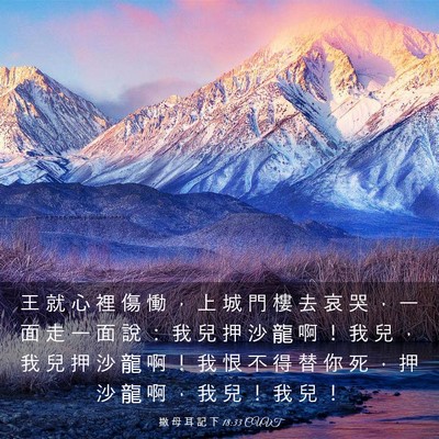 Picture 03 - 撒 母 耳 記 下 18:33 CUVT - 王 就 心 裡 傷 慟 ， 上 城 門 樓 去 - Bible Verse Picture