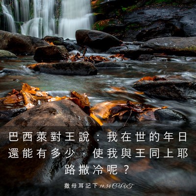 Picture 03 - 撒 母 耳 記 下 19:34 CUVT - 巴 西 萊 對 王 說 ： 我 在 世 的 年 - Bible Verse Picture