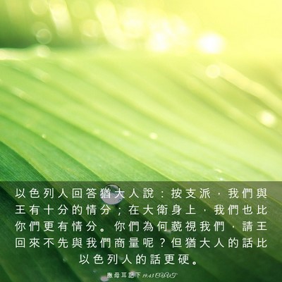 Picture 03 - 撒 母 耳 記 下 19:43 CUVT - 以 色 列 人 回 答 猶 大 人 說 ： 按 - Bible Verse Picture