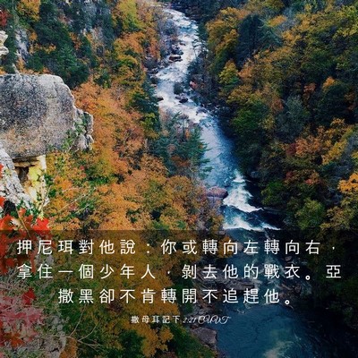 Picture 03 - 撒 母 耳 記 下 2:21 CUVT - 押 尼 珥 對 他 說 ： 你 或 轉 向 左 - Bible Verse Picture