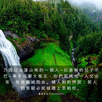 Picture 03 - 撒 母 耳 記 下 20:21 CUVT - 乃 因 以 法 蓮 山 地 的 一 個 人 ─ - Bible Verse Picture