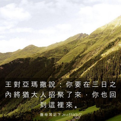 Picture 03 - 撒 母 耳 記 下 20:4 CUVT - 王 對 亞 瑪 撒 說 ： 你 要 在 三 日 - Bible Verse Picture