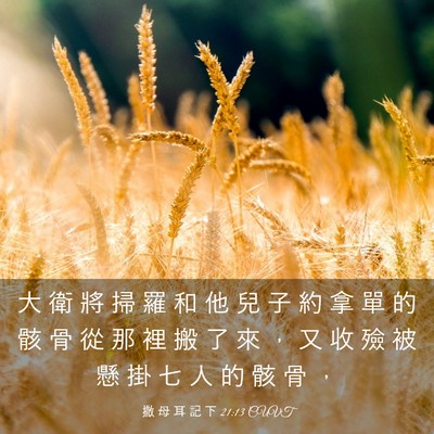 Picture 03 - 撒 母 耳 記 下 21:13 CUVT - 大 衛 將 掃 羅 和 他 兒 子 約 拿 單 - Bible Verse Picture