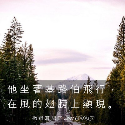 Picture 03 - 撒 母 耳 記 下 22:11 CUVT - 他 坐 著 基 路 伯 飛 行 ， 在 風 的 - Bible Verse Picture