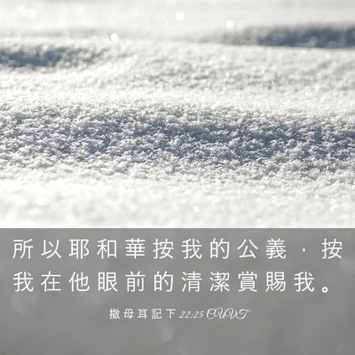 Picture 03 - 撒 母 耳 記 下 22:25 CUVT - 所 以 耶 和 華 按 我 的 公 義 ， 按 - Bible Verse Picture
