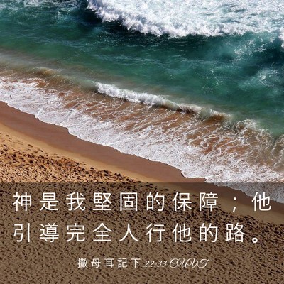 Picture 03 - 撒 母 耳 記 下 22:33 CUVT - 神 是 我 堅 固 的 保 障 ； 他 引 導 - Bible Verse Picture