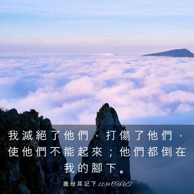 Picture 03 - 撒 母 耳 記 下 22:39 CUVT - 我 滅 絕 了 他 們 ， 打 傷 了 他 們 - Bible Verse Picture