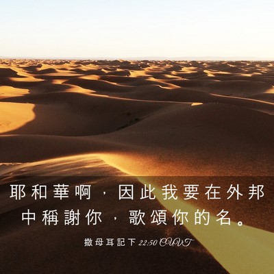 Picture 03 - 撒 母 耳 記 下 22:50 CUVT - 耶 和 華 啊 ， 因 此 我 要 在 外 邦 - Bible Verse Picture