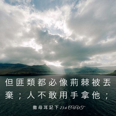 Picture 03 - 撒 母 耳 記 下 23:6 CUVT - 但 匪 類 都 必 像 荊 棘 被 丟 棄 ； - Bible Verse Picture