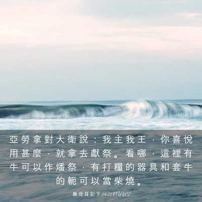 Picture 03 - 撒 母 耳 記 下 24:22 CUVT - 亞 勞 拿 對 大 衛 說 ： 我 主 我 王 - Bible Verse Picture