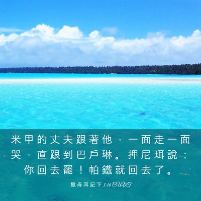 Picture 03 - 撒 母 耳 記 下 3:16 CUVT - 米 甲 的 丈 夫 跟 著 他 ， 一 面 走 - Bible Verse Picture