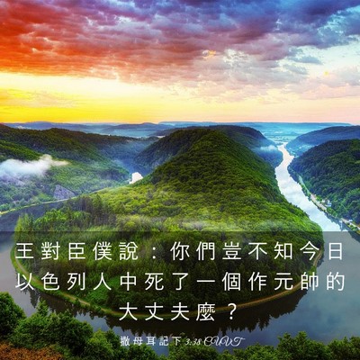 Picture 03 - 撒 母 耳 記 下 3:38 CUVT - 王 對 臣 僕 說 ： 你 們 豈 不 知 今 - Bible Verse Picture