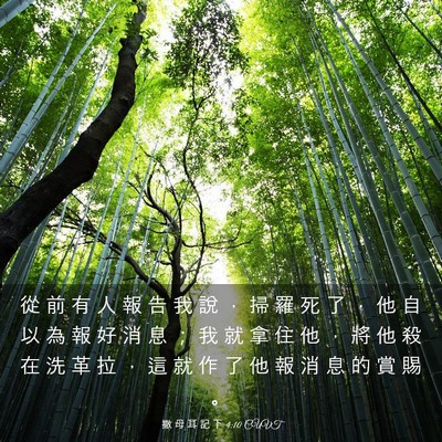 Picture 03 - 撒 母 耳 記 下 4:10 CUVT - 從 前 有 人 報 告 我 說 ， 掃 羅 死 - Bible Verse Picture
