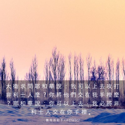 Picture 03 - 撒 母 耳 記 下 5:19 CUVT - 大 衛 求 問 耶 和 華 說 ： 我 可 以 - Bible Verse Picture