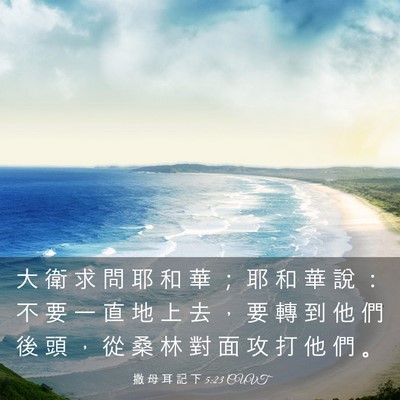 Picture 03 - 撒 母 耳 記 下 5:23 CUVT - 大 衛 求 問 耶 和 華 ； 耶 和 華 說 - Bible Verse Picture