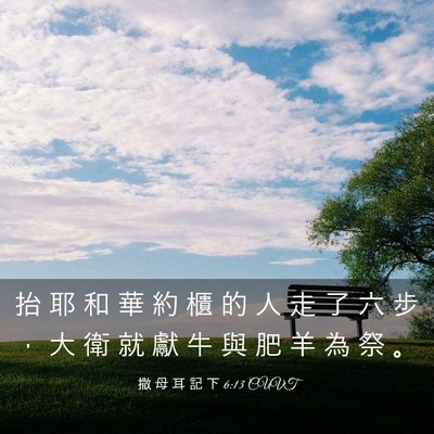 Picture 03 - 撒 母 耳 記 下 6:13 CUVT - 抬 耶 和 華 約 櫃 的 人 走 了 六 步 - Bible Verse Picture