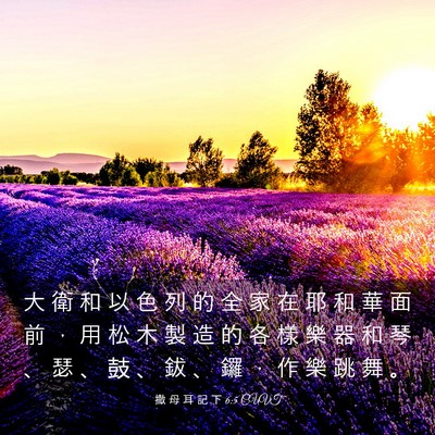 Picture 03 - 撒 母 耳 記 下 6:5 CUVT - 大 衛 和 以 色 列 的 全 家 在 耶 和 - Bible Verse Picture