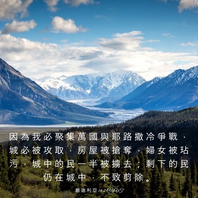 Picture 03 - 撒 迦 利 亞 14:2 CUVT - 因 為 我 必 聚 集 萬 國 與 耶 路 撒 - Bible Verse Picture