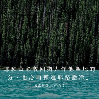 Picture 03 - 撒 迦 利 亞 2:12 CUVT - 耶 和 華 必 收 回 猶 大 作 他 聖 地 - Bible Verse Picture