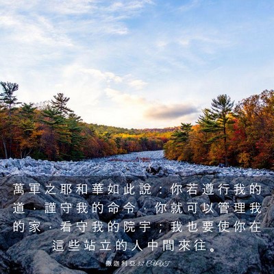 Picture 03 - 撒 迦 利 亞 3:7 CUVT - 萬 軍 之 耶 和 華 如 此 說 ： 你 若 - Bible Verse Picture