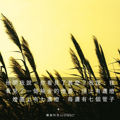 Picture 03 - 撒 迦 利 亞 4:2 CUVT - 他 問 我 說 ： 你 看 見 了 甚 麼 ？ - Bible Verse Picture