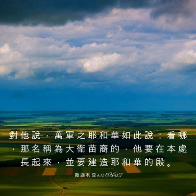 Picture 03 - 撒 迦 利 亞 6:12 CUVT - 對 他 說 ， 萬 軍 之 耶 和 華 如 此 - Bible Verse Picture