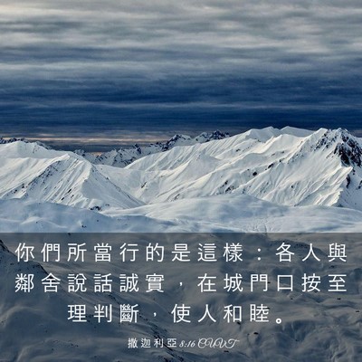 Picture 03 - 撒 迦 利 亞 8:16 CUVT - 你 們 所 當 行 的 是 這 樣 ： 各 人 - Bible Verse Picture