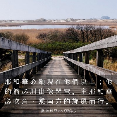 Picture 03 - 撒 迦 利 亞 9:14 CUVT - 耶 和 華 必 顯 現 在 他 們 以 上 ； - Bible Verse Picture