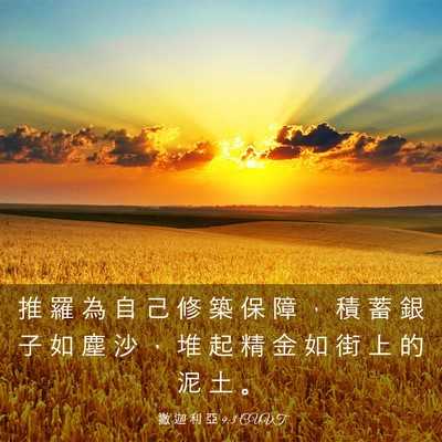 Picture 03 - 撒 迦 利 亞 9:3 CUVT - 推 羅 為 自 己 修 築 保 障 ， 積 蓄 - Bible Verse Picture