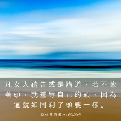 Picture 03 - 歌 林 多 前 書 11:5 CUVT - 凡 女 人 禱 告 或 是 講 道 ， 若 不 - Bible Verse Picture