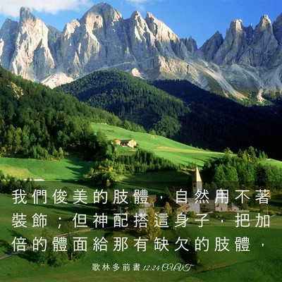 Picture 03 - 歌 林 多 前 書 12:24 CUVT - 我 們 俊 美 的 肢 體 ， 自 然 用 不 - Bible Verse Picture