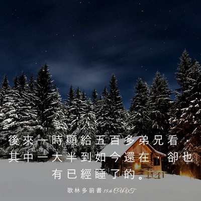 Picture 03 - 歌 林 多 前 書 15:6 CUVT - 後 來 一 時 顯 給 五 百 多 弟 兄 看 - Bible Verse Picture