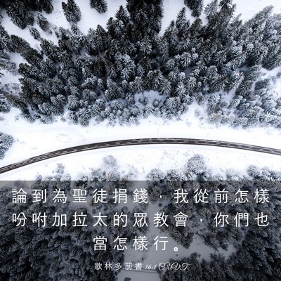 Picture 03 - 歌 林 多 前 書 16:1 CUVT - 論 到 為 聖 徒 捐 錢 ， 我 從 前 怎 - Bible Verse Picture