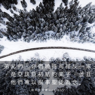 Picture 03 - 歌 林 多 前 書 16:15 CUVT - 弟 兄 們 ， 你 們 曉 得 司 提 反 一 - Bible Verse Picture