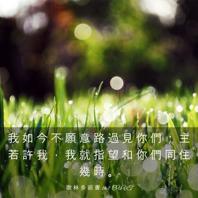 Picture 03 - 歌 林 多 前 書 16:7 CUVT - 我 如 今 不 願 意 路 過 見 你 們 ； - Bible Verse Picture